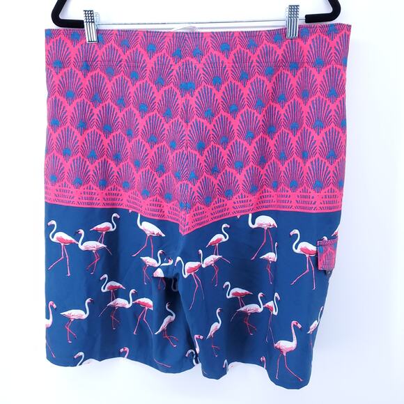 Ocean Current Mens Flamingo Colorblock Board Swim Short Side Pocket Tie Waist|38 - Picture 8 of 11